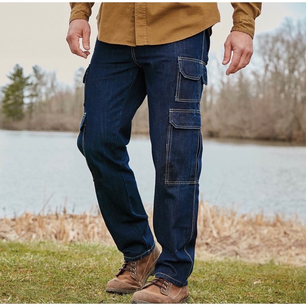 Liberty‎ Blues Cargo Jeans Women 48x38 Dark Wash Utility Workwear Gorpcore
